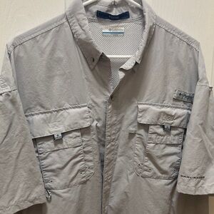 Columbia Light Gray Mens Short-Sleeve Fishing Shirt XL